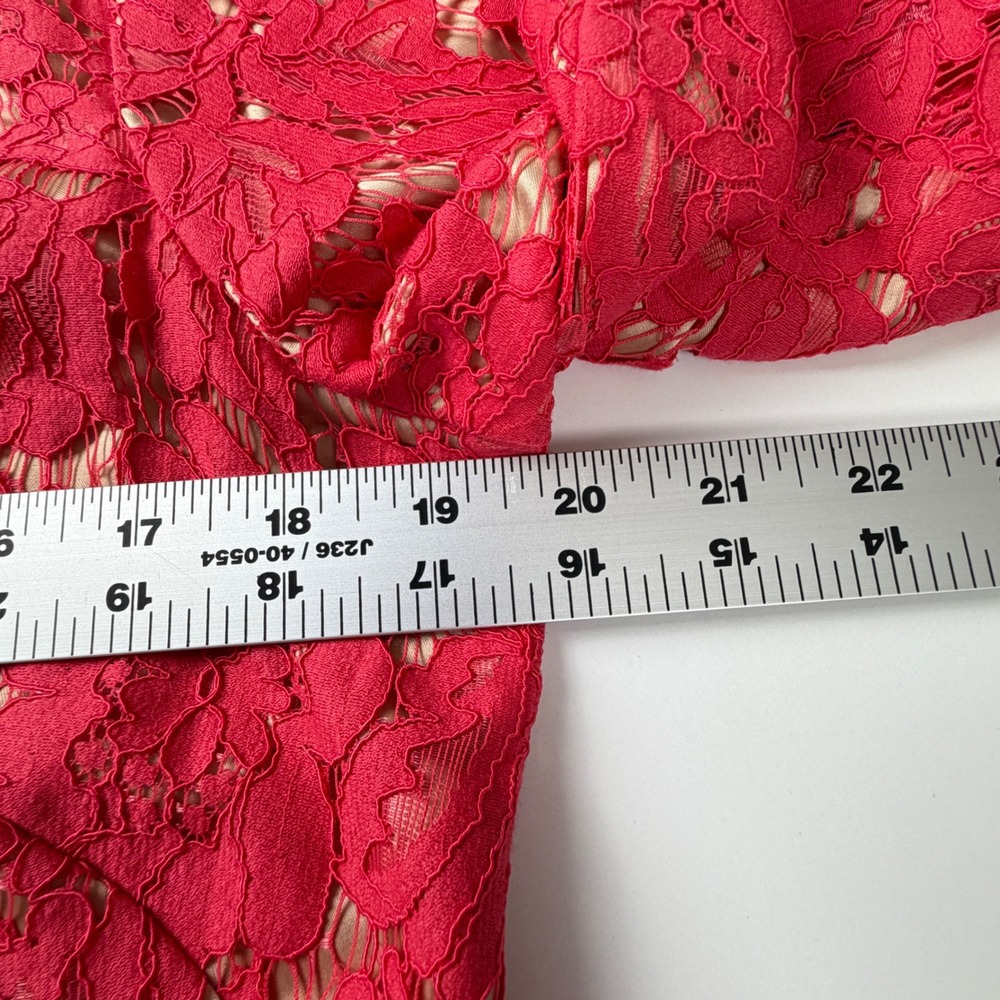 Eliza J Elegant Pink Lace Overlay with Nude Lining Tiered‎ Bell Sleeves Size 14 - Picture 7 of 14